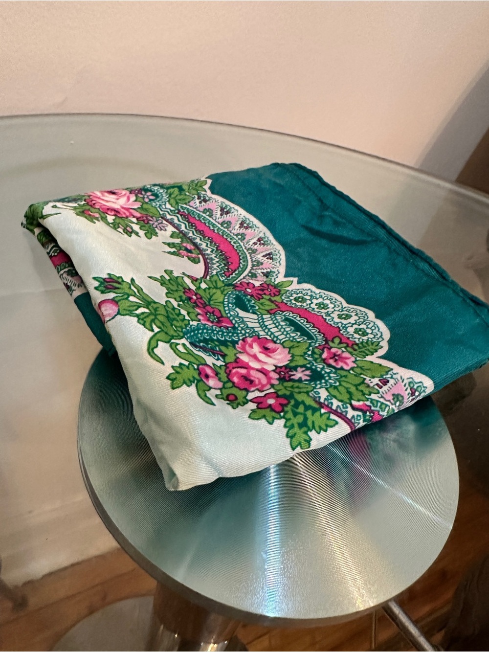 Pale green and multicoloured Floral Scarf- Unbranded